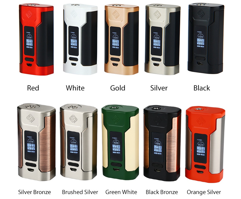 WISMEC Sinuous P228 TC MOD Red White Gold Silver Black   Silver bronze brushed silver Green White black bronze Orange silver