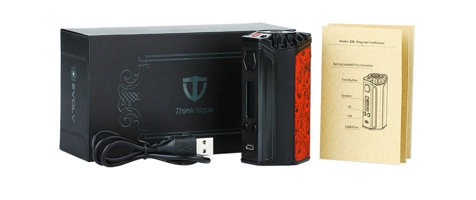 Think Vape Finder 250W TC Box MOD with DNA250 Chip Black red Silver Full black