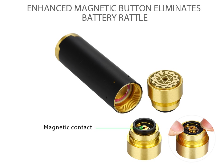 GeekVape Black Ring Plus MECH MOD ENHANCED MAGNETIC BUTTON ELIMINATES BATTERY RATTLE Magnetic contact