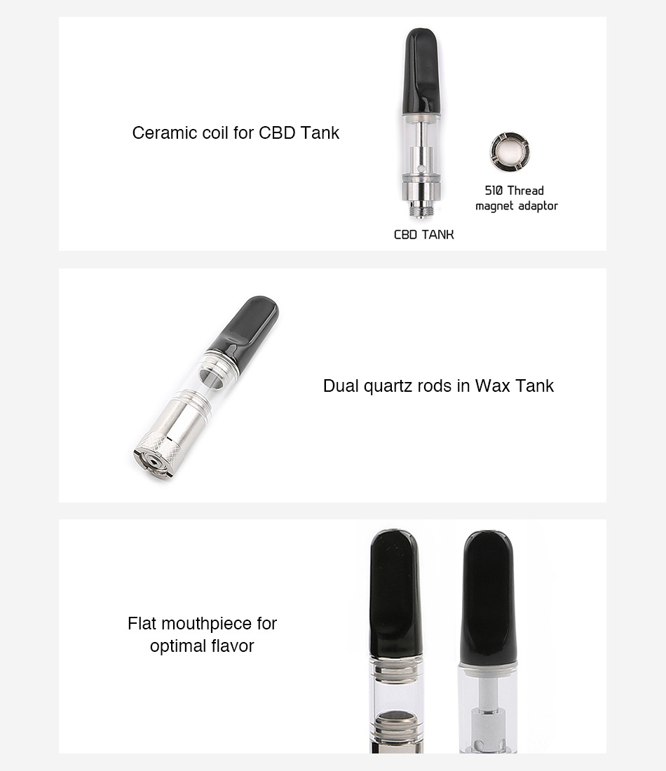 Tesla Mini DUO CBD/Wax Tank 0.5ml Ceramic coil for cbd tank 510 Thread magnet adaptor CBD TANR Dual quartz rods in Wax tank Flat mouthpiece for optimal Lavo