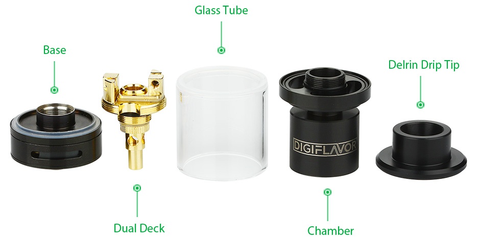 Digiflavor Fuji Son GTA Tank 4ml Glass Tube Delrin Drip Tip DIGIFLAVOR Dual deck Chamber