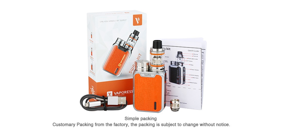 Vaporesso Swag 80W TC Kit with NRG SE Tank 2ml/3.5ml Simple packing Customary Packing from the factory  the packing is subject to change without notice