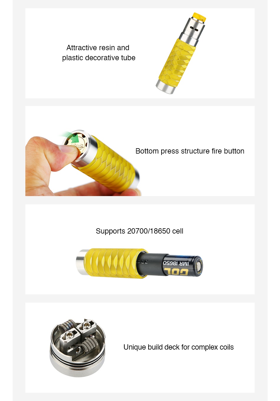 WISMEC Reuleaux RX Machina 20700 Mech MOD with Guillotine RDA Kit Attractive resin and plastic decorative tube Bottom press structure fire button Supports 20700 18650 C OS981 dWI Unique build deck for complex coils