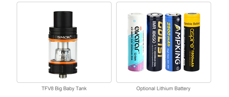 SMOK ProColor 225W TC Box MOD 50 TFV8 Bia Baby Tank Optional Lithium Batte