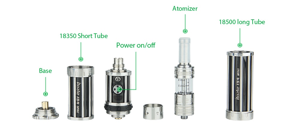 Innokin iTaste 134 Mini VW MOD Kit Atomize 18500 long Tube 18350 Short Tube Power on off Base