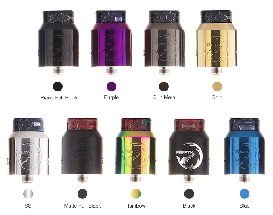 Hellvape Rebirth RDA Piano Full Black Purple Gun metal Gold Matte Full black Rainbow Black Blue