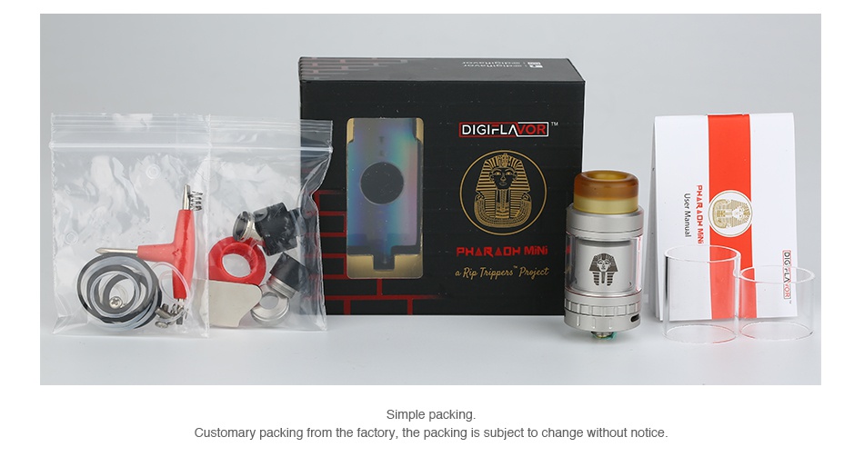 Digiflavor Pharaoh Mini RTA 2ml D G rL o PH  RADH MIN Simple packing ustomary packing fro factory  the packing is subject to change without notice
