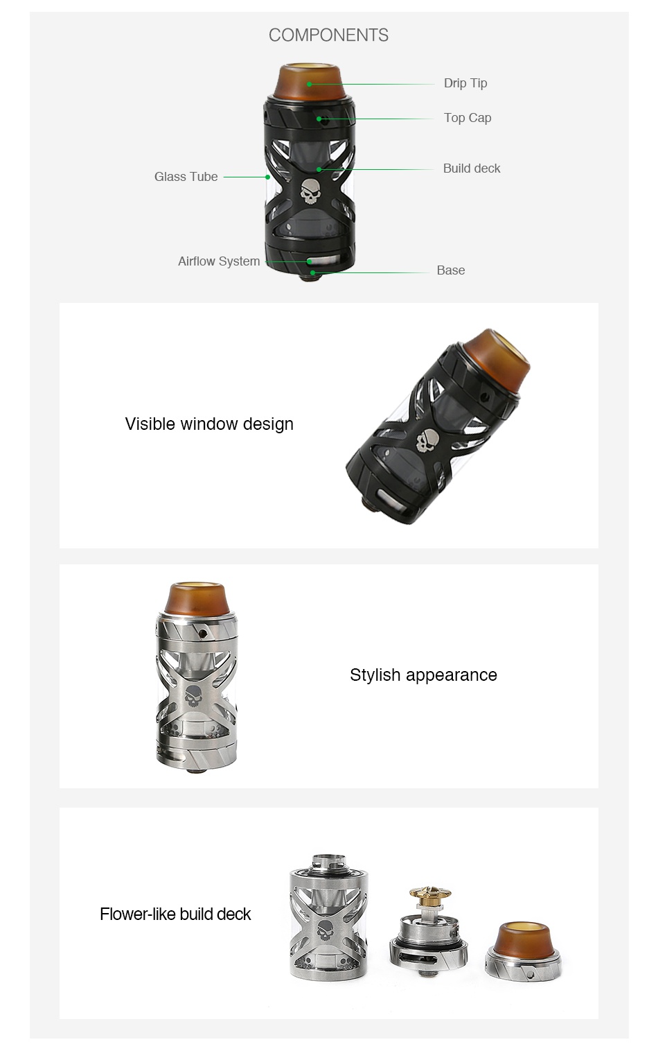 Tesla UFO RTA 3ml COMPONENTS op Car Glass Tube Airflow System Base dow design Stylish appearance lower like build deck