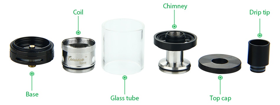 IJOY Tornado Nano Chip Coil RTA Tank 4ml romney Coil Glass tube Top cap