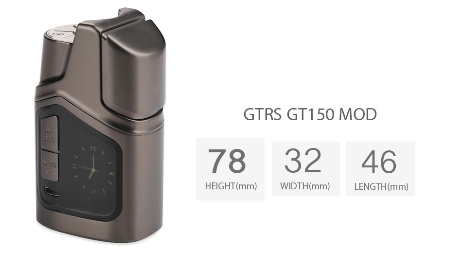GTRS GT150 150W TC Box MOD 4000mAh GTRS GT150 MOD 783246 HEIGHT mm  WIDTH mm  ENGTH mm