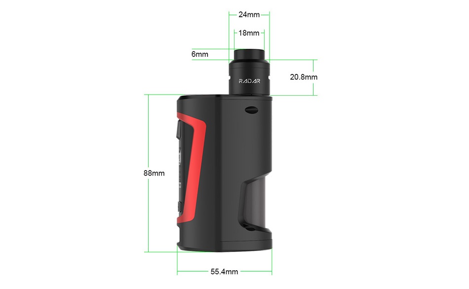 GeekVape GBOX Squonker 200W TC Kit with Radar RDA 24mm mm 20 8mm 88mm 55 4mm