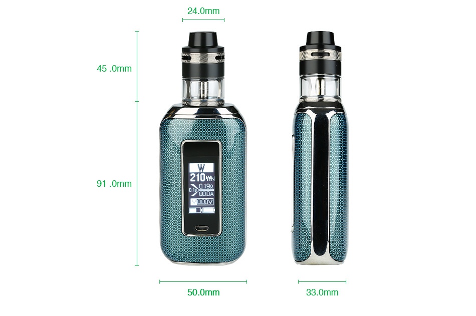 Aspire Skystar 210W Touch Screen TC Kit with Revvo 24 0mm 45 0mm 91 0mm 50 0mm 33 0mm