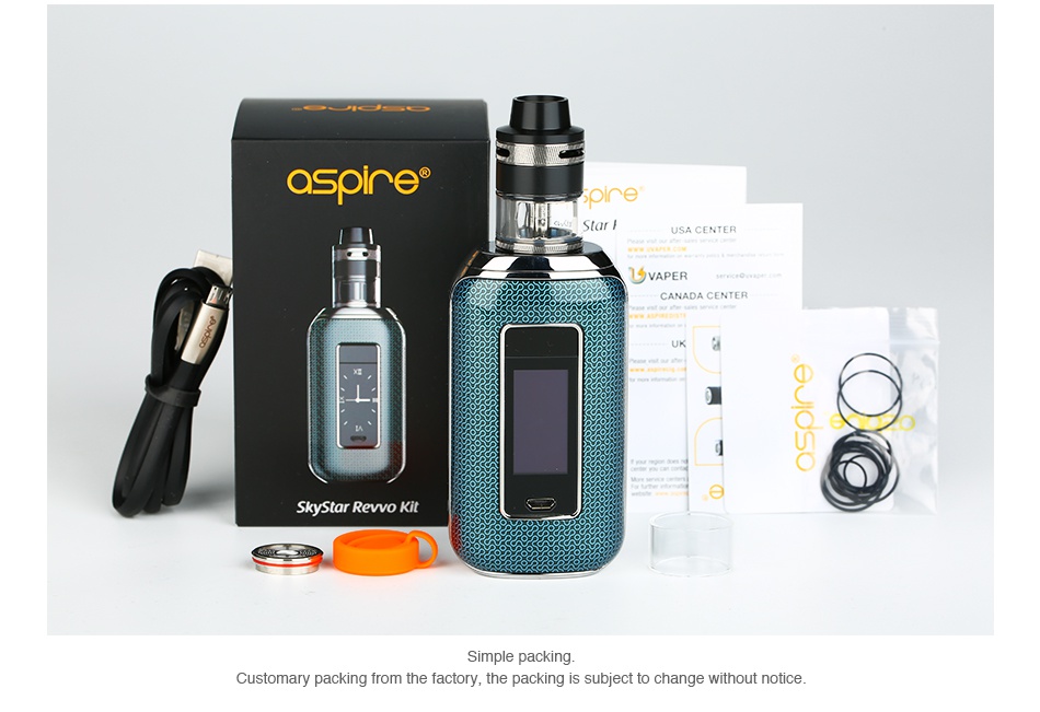 Aspire Skystar 210W Touch Screen TC Kit with Revvo aspire VAPER CANADA CENTE Skystar Revo Kit Customary packing from the factory  the packing is subject to change without notice