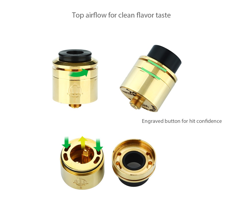 Hellvape Trishul MECH MOD Kit Top airflow for clean flavor taste Engraved button for hit confidence