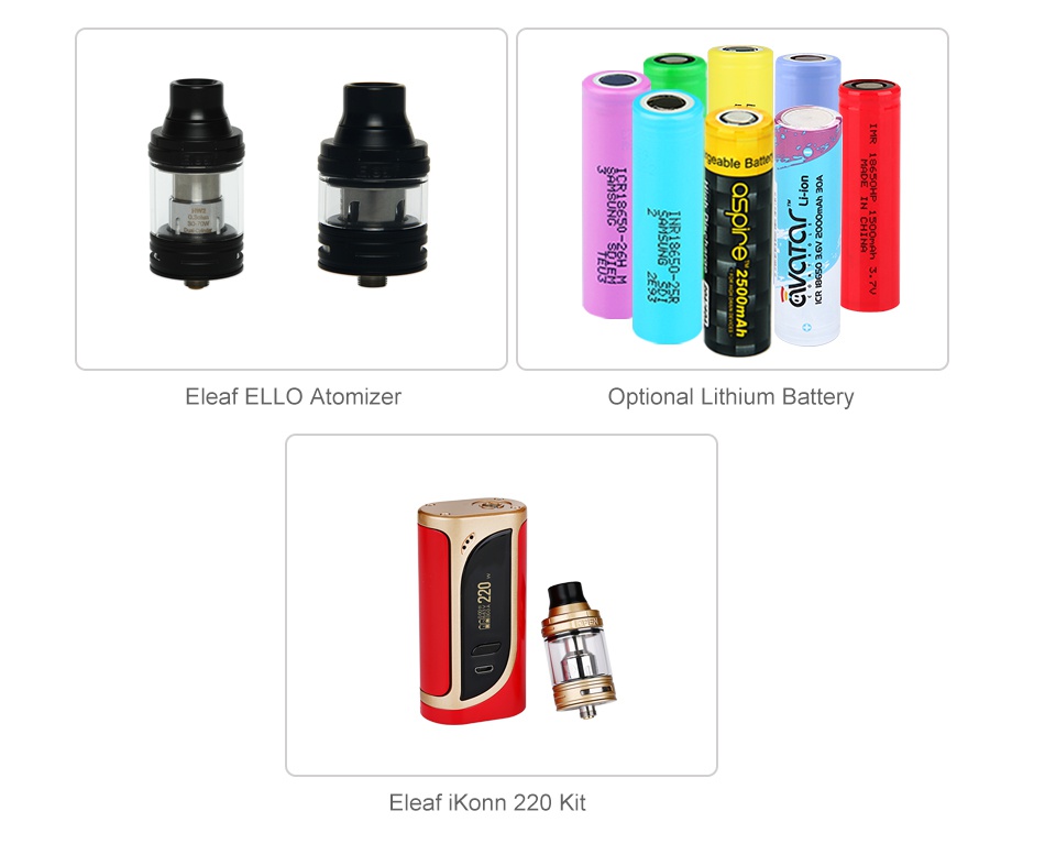 Eleaf iKonn 220 Box MOD   G  Eleaf elLo Atomizer Optional Lithium Batte leaf iKonn 220 Kit