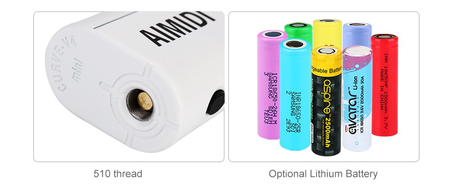 AIMIDI Curve V4mini 75W TC MOD 5 88u 510 thread Optional Lithium Battery