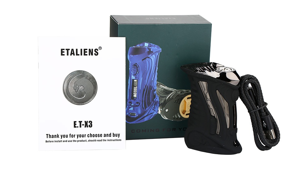 ETALIENS E.T-X3 100W TC Box MOD TALIENS Thank you for your choose and buy Before install and use the product  should read the instructions