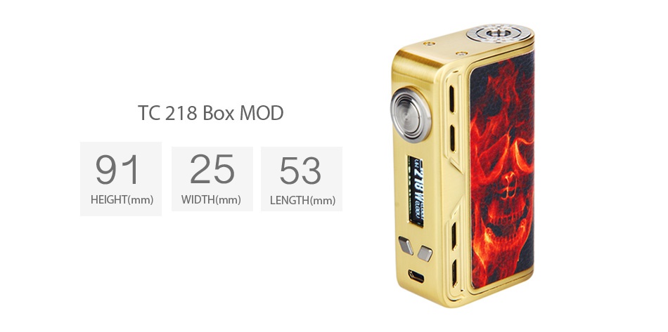 Smoant Charon TC 218 Box MOD TC 218 BOX MOD 912553 HEIGHT mm WIDTH mm  LENGTH mm