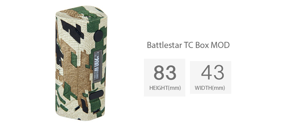 Smoant Battlestar 200W TC Box MOD Battlestar TC Box moD 8343 HEIGHT mm  WIDTH mm