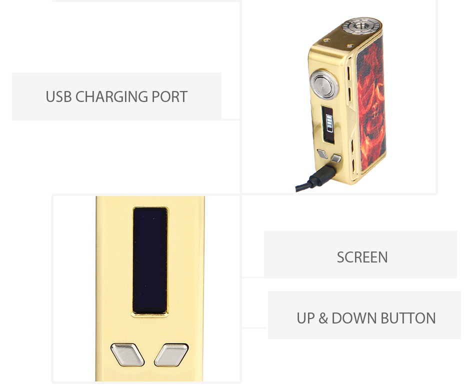 Smoant Charon TC 218 Box MOD USB CHARGING PORT SCREEN up doWN button