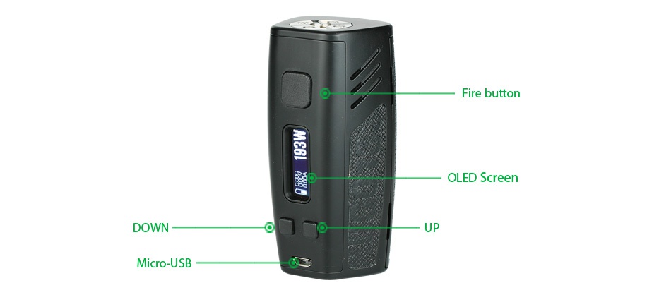 Hugo Vapor HUGO133 200W TC Box MOD Fire butto   OLED Screen Micro USB