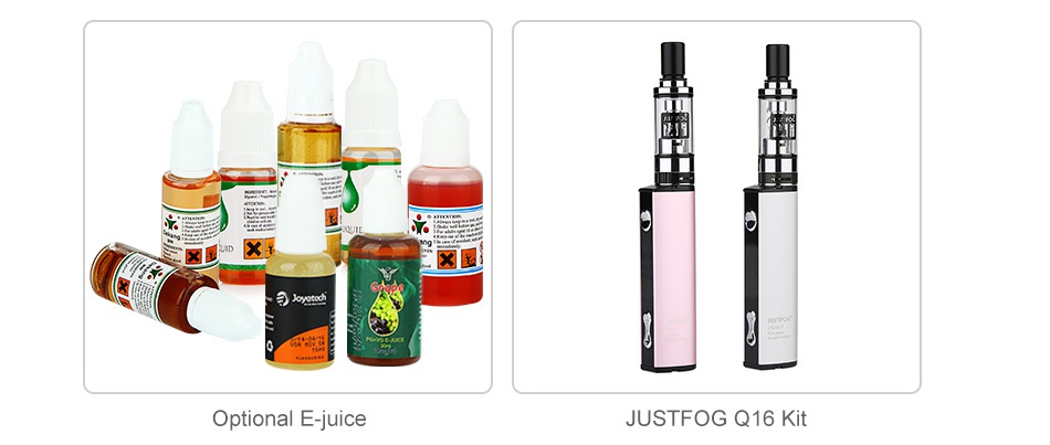 JUSTFOG Q16 Clearomizer 1.9ml Optional E juice JUSTFOG Q16 Kit