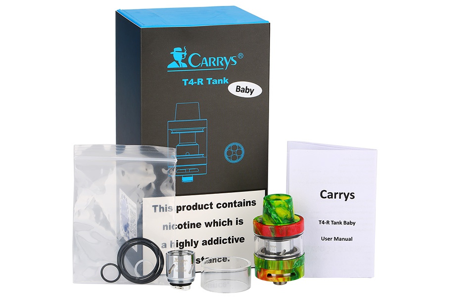 CARRYS T4-R Baby Resin Tank 2ml ARRas arris This product contains nicotine which is T4 R Tank Baby addictive     hi