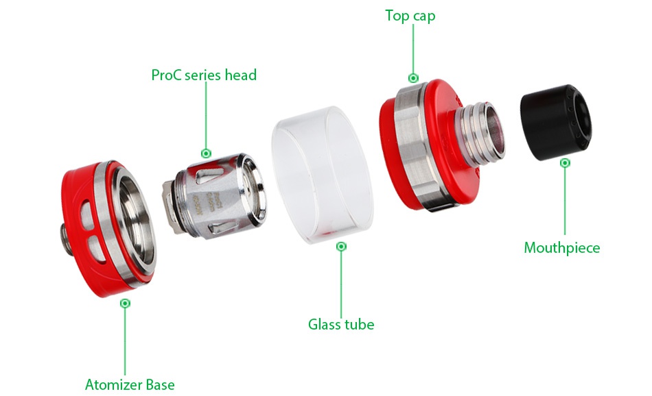 Joyetech ProCore Motor Atomizer 2ml Top cap ProC series head Mouthpiece Glass tube Atomizer base