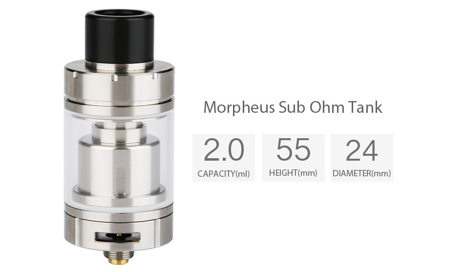 Vaportech Morpheus Subohm Tank 2ml Morpheus sub ohm Tank 2 05524 CAPACITY ml  HEIGHT mm  DIAMETER mm