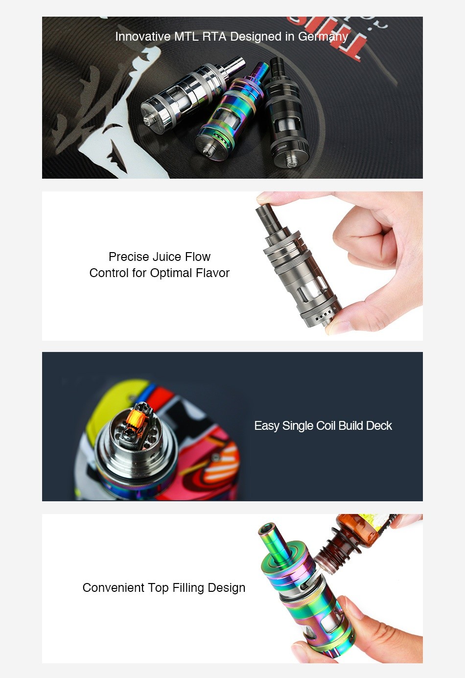 Exvape eXpromizer V3 Fire MTL RTA 2ml/4ml Innovative MTL RTA Designed in Germany Precise juice flow Control for Optimal flavor Easy Single Coil Build Deck Convenient Top Filling design