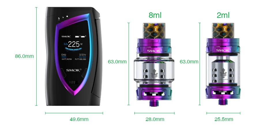 SMOK Devilkin 225W with TFV12 Prince TC Kit 8m 2m 225w 6 0mm 63 0mm 63 0mm SMOK 49 6mm 28 0mm 25 5mm