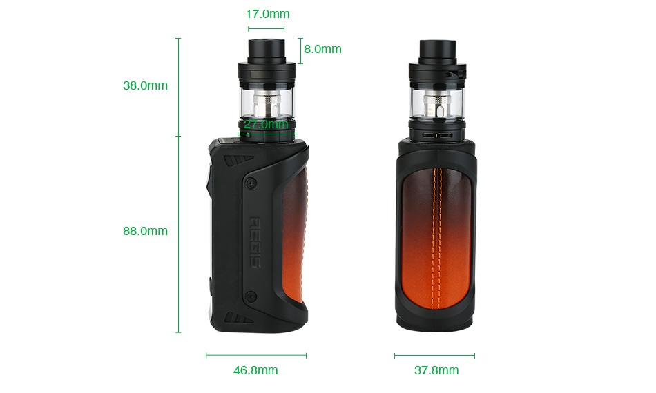 GeekVape Aegis 100W 26650 TC Kit with Shield Tank 7 0mm 8 0mm 38 0mm 88 0mm 46 8mm 37 8mm