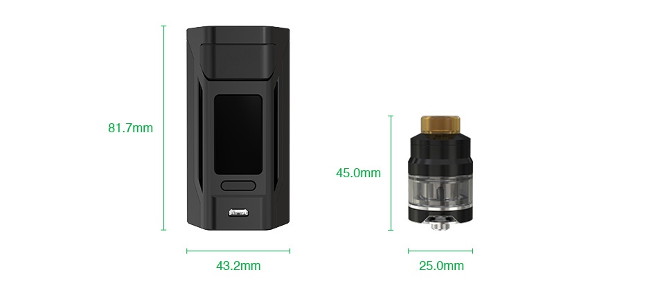 WISMEC Reuleaux RX2 20700 200W with Gnome TC Kit 81 7mm 45 0mm 43 2mm 25 0mm