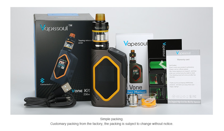 Vapesoul Vone 230W Bluetooth TC Kit yapesoul   von Kr Customary packing from the factory  the packing is subject to change without notice