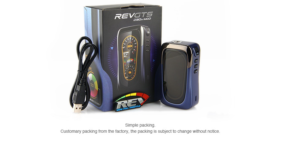 REV GTS 230W TC Box MOD RE Simple packing Customary packing from the factory  the packing is subject to change without notice