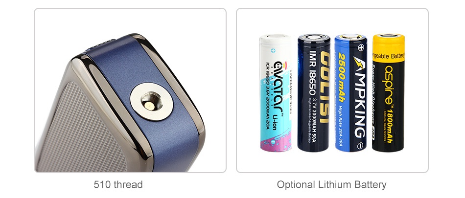 REV GTS 230W TC Box MOD zzz0 o0O5  8 510 thread Optional Lithium Battery