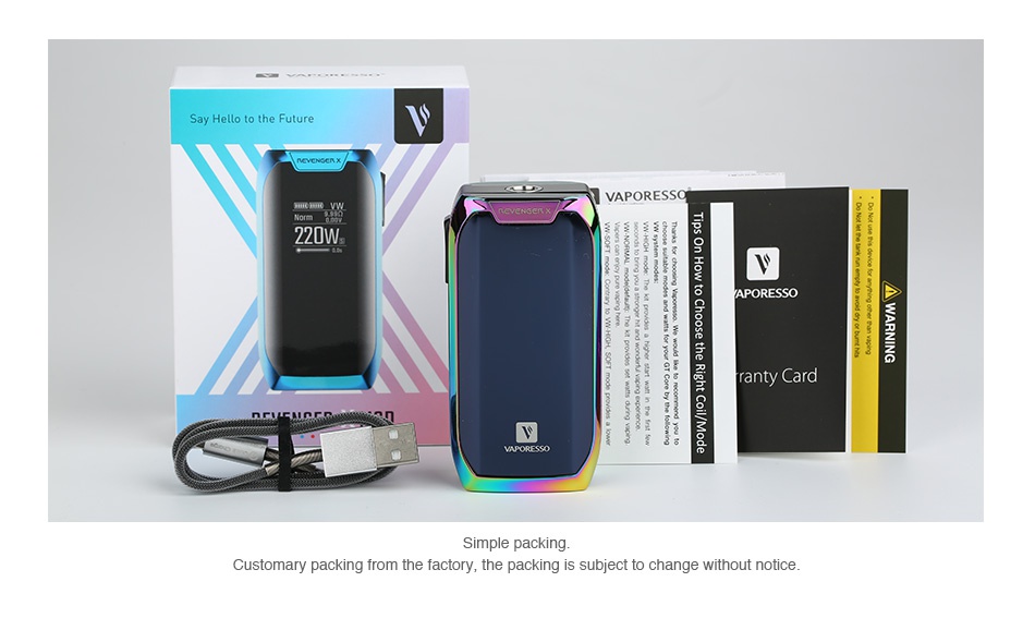 Vaporesso Revenger X 220W TC Box MOD REVENGER X  vw NORM  2W Green Red D2 0 ns Black Rainbow Blue