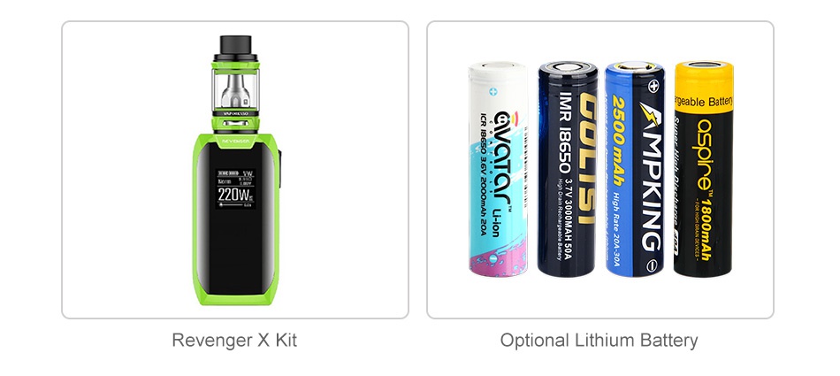 Vaporesso Revenger X 220W TC Box MOD     Revenger x Kit Optional Lithium Batte