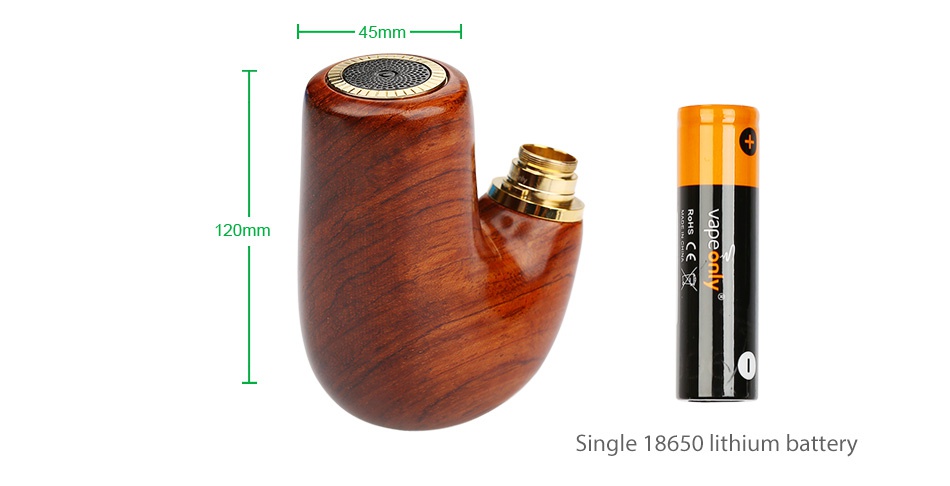 VapeOnly Zen Pipe Body MOD 45mm 120mm Single 18650 lithium battery