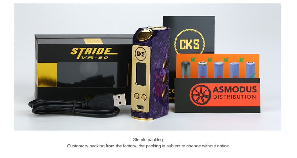 CKS Stride VR-80 TC MOD CRS STlE ASMODUS DISTRIBUTION Simple packin Customary packing from the factory  the packing is subject to change without notice