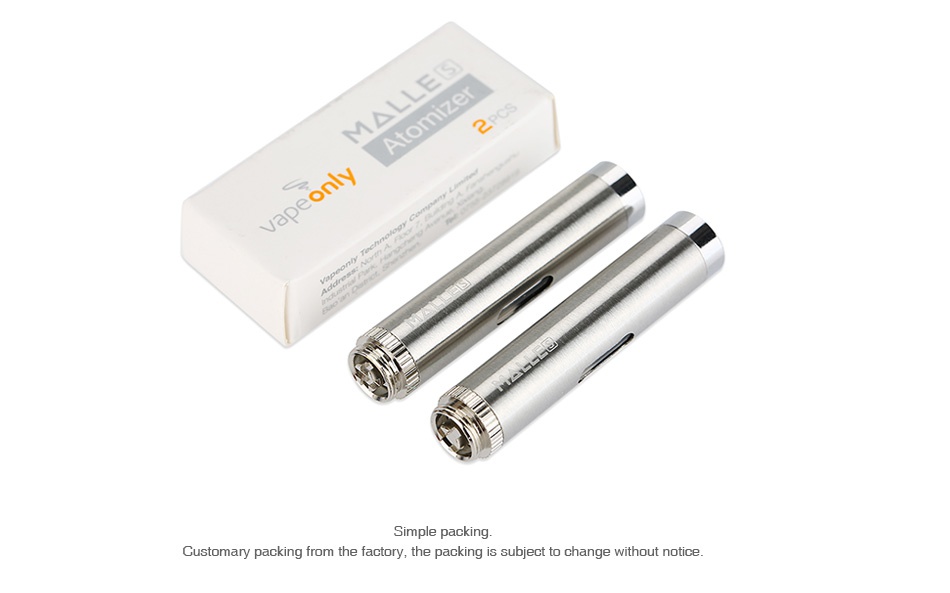 VapeOnly Malle S Atomizer 0.8ml 2pcs Customary packing from the factory  the packing is subject to change without notice