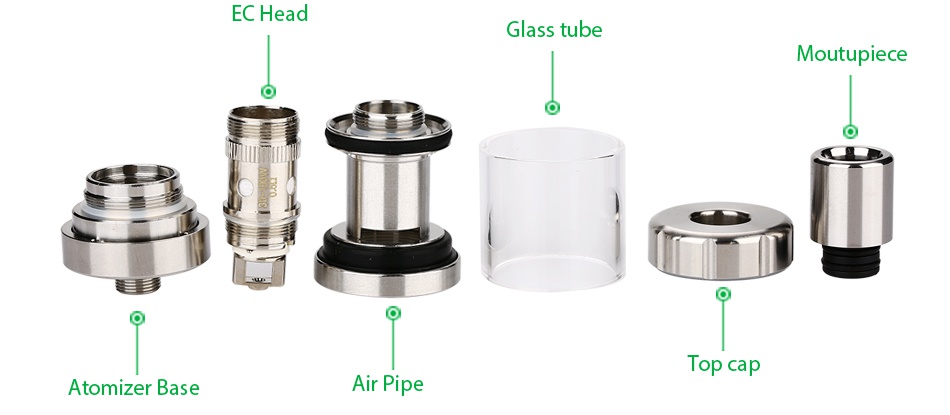 Eleaf Melo 3 Mini Atomizer 2ml HEad Glass tube Mouthpiece op cap Atomizer base Air Pipe