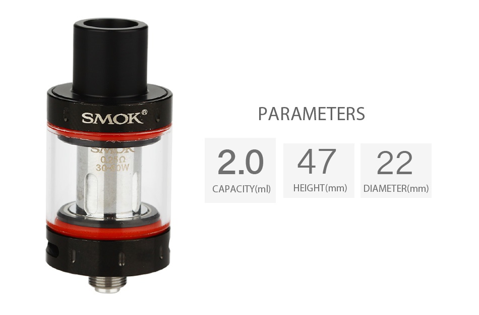 SMOK Vape Pen Tank 2ml SMOKO PARAMETERS 2 04722 CAPACITY ml EIGHT mm  DIAMETER mm