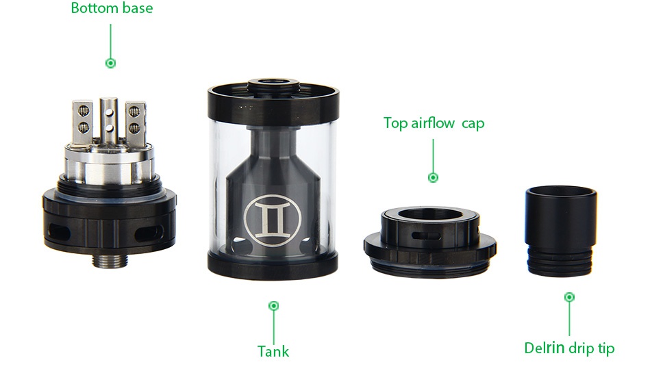 Vaporesso Gemini RTA Mega Tank 4ml Bottom base Top airflow ca Tank Delrin drip tip