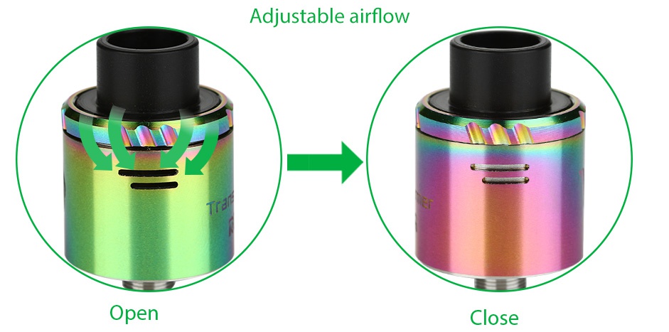 Vaporesso Transformer RDA Tank Adjustable airflow Open Close