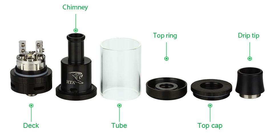 Sense Herakles RTA-4 Tank 6ml Chimney Top ring Drip tip RTA Deck Tube op cap