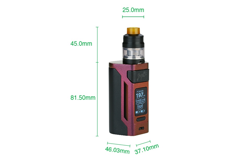 WISMEC Reuleaux RX2 21700 230W with Gnome TC Kit 8000mAh 25 0mm 450mm 81 50mm 4603mm37 10mm