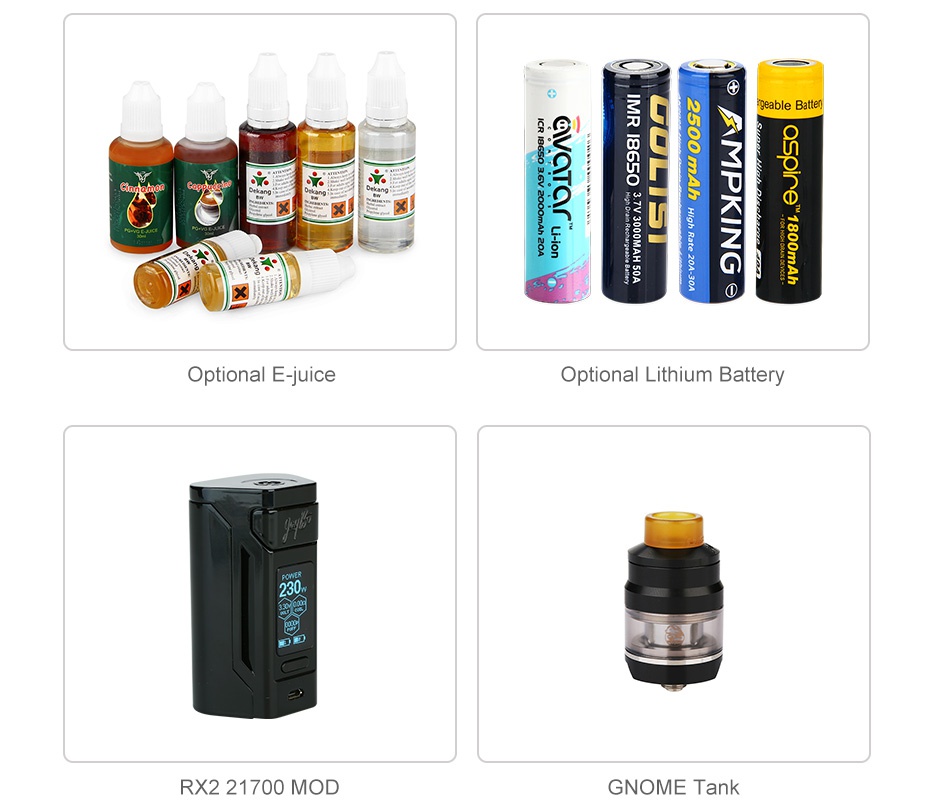 WISMEC Reuleaux RX2 21700 230W with Gnome TC Kit 8000mAh geable Batten Optional E juice Optional Lithium Battery RX2 21700 MOD GNOME Tank