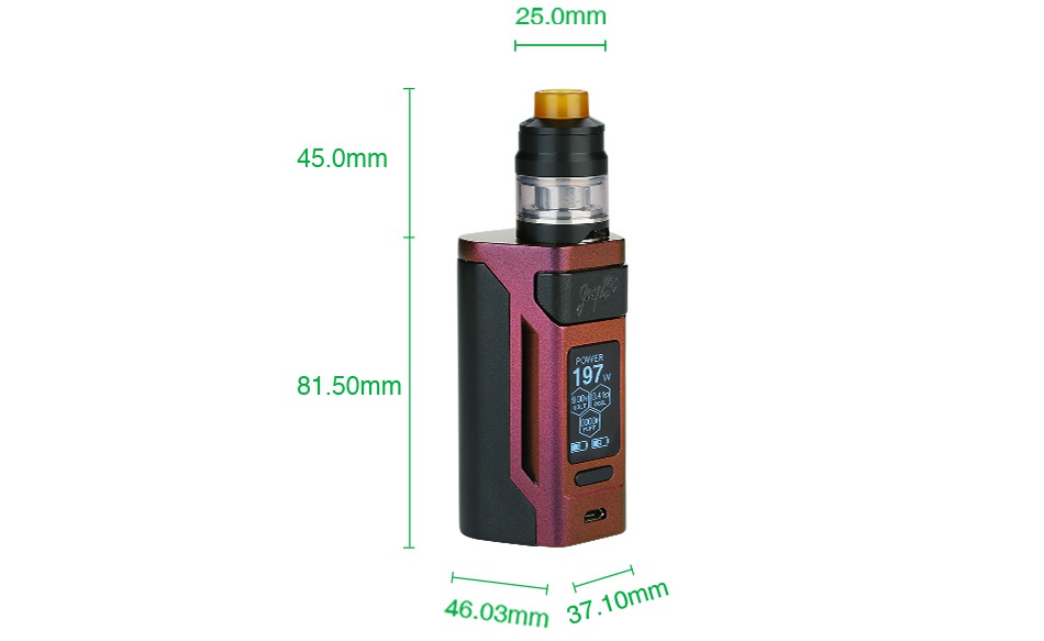 WISMEC Reuleaux RX2 21700 230W with Gnome TC Kit 25 0mm 45 0mm 81 50mm 46 03mm37 10mm