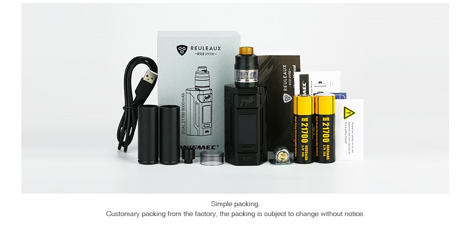 WISMEC Reuleaux RX2 21700 230W with Gnome TC Kit EULEAUX mple packing Customary packi m the factory  the packing is subject to change without notice